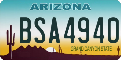 AZ license plate BSA4940