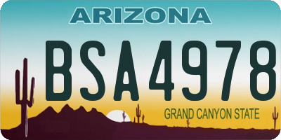 AZ license plate BSA4978