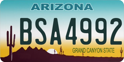 AZ license plate BSA4992