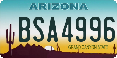 AZ license plate BSA4996