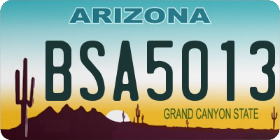 AZ license plate BSA5013