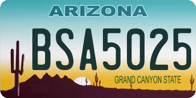 AZ license plate BSA5025