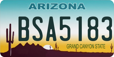 AZ license plate BSA5183