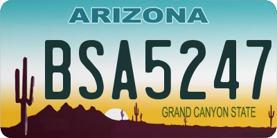 AZ license plate BSA5247