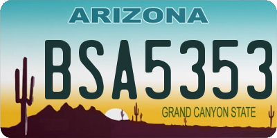 AZ license plate BSA5353