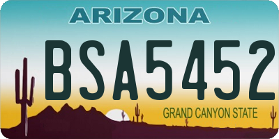 AZ license plate BSA5452
