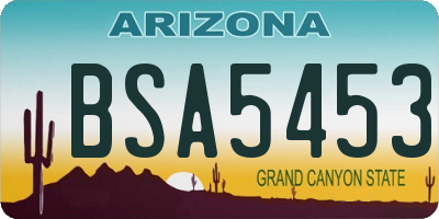 AZ license plate BSA5453