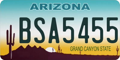 AZ license plate BSA5455