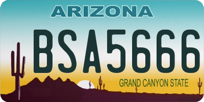 AZ license plate BSA5666