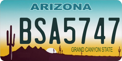 AZ license plate BSA5747