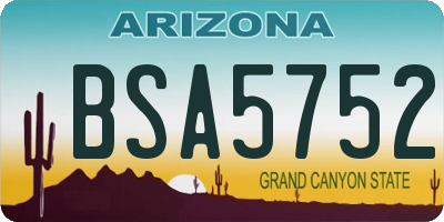 AZ license plate BSA5752