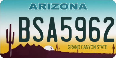 AZ license plate BSA5962