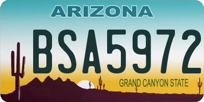 AZ license plate BSA5972