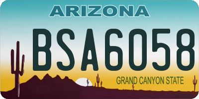 AZ license plate BSA6058