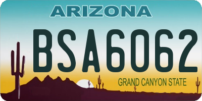 AZ license plate BSA6062