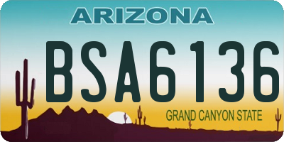 AZ license plate BSA6136