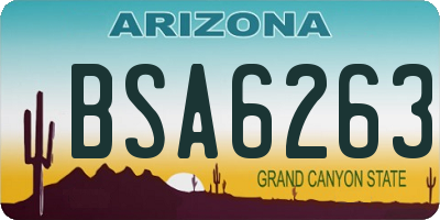 AZ license plate BSA6263