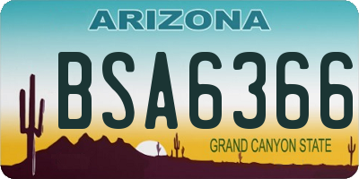 AZ license plate BSA6366