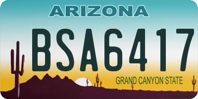 AZ license plate BSA6417