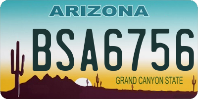 AZ license plate BSA6756