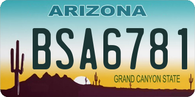 AZ license plate BSA6781