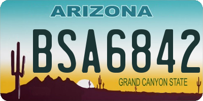 AZ license plate BSA6842