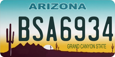 AZ license plate BSA6934