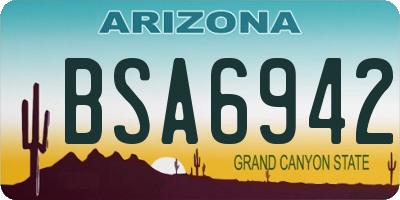 AZ license plate BSA6942
