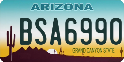 AZ license plate BSA6990