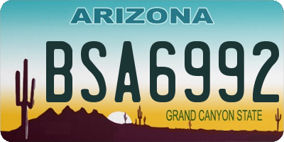 AZ license plate BSA6992