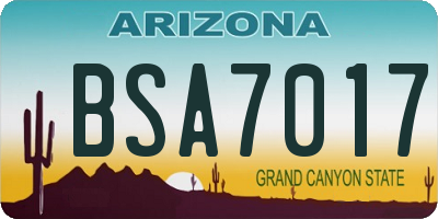 AZ license plate BSA7017