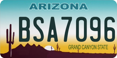AZ license plate BSA7096