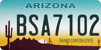AZ license plate BSA7102