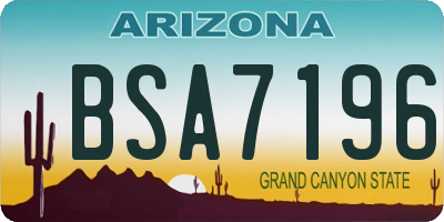 AZ license plate BSA7196