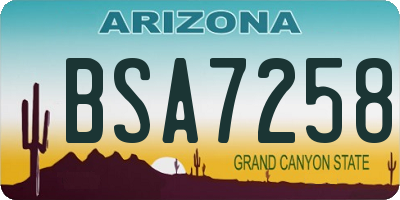 AZ license plate BSA7258