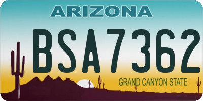 AZ license plate BSA7362