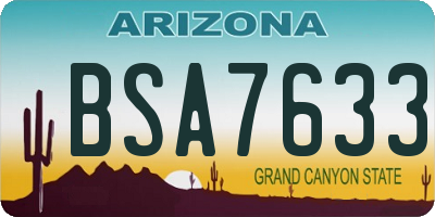 AZ license plate BSA7633