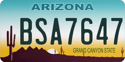 AZ license plate BSA7647