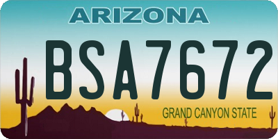 AZ license plate BSA7672