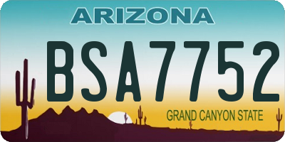 AZ license plate BSA7752