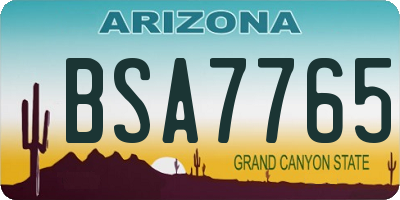 AZ license plate BSA7765