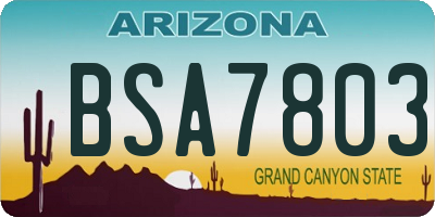 AZ license plate BSA7803