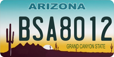 AZ license plate BSA8012