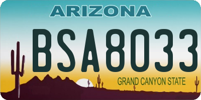 AZ license plate BSA8033