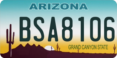 AZ license plate BSA8106