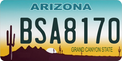 AZ license plate BSA8170