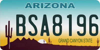 AZ license plate BSA8196