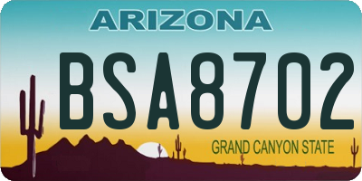 AZ license plate BSA8702