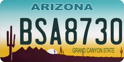 AZ license plate BSA8730