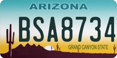 AZ license plate BSA8734